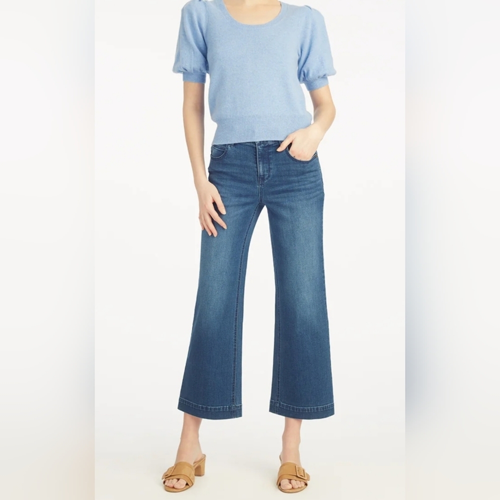 Draper James Medium Wash Cropped Wide-Leg Jeans